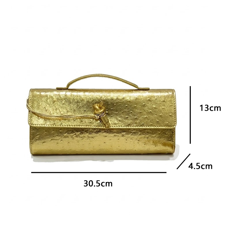 THE KNOT FLAP CLUTCH - Ostrich Embossed size chart 1