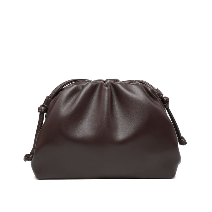 PU leather ruched solid crossbody handbag