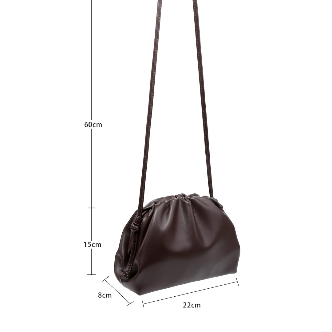 PU leather ruched solid crossbody handbag