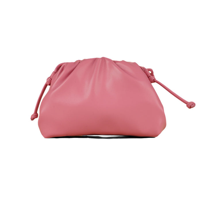 PU leather ruched solid crossbody handbag