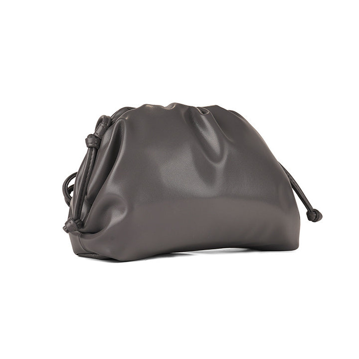 PU leather ruched solid crossbody handbag