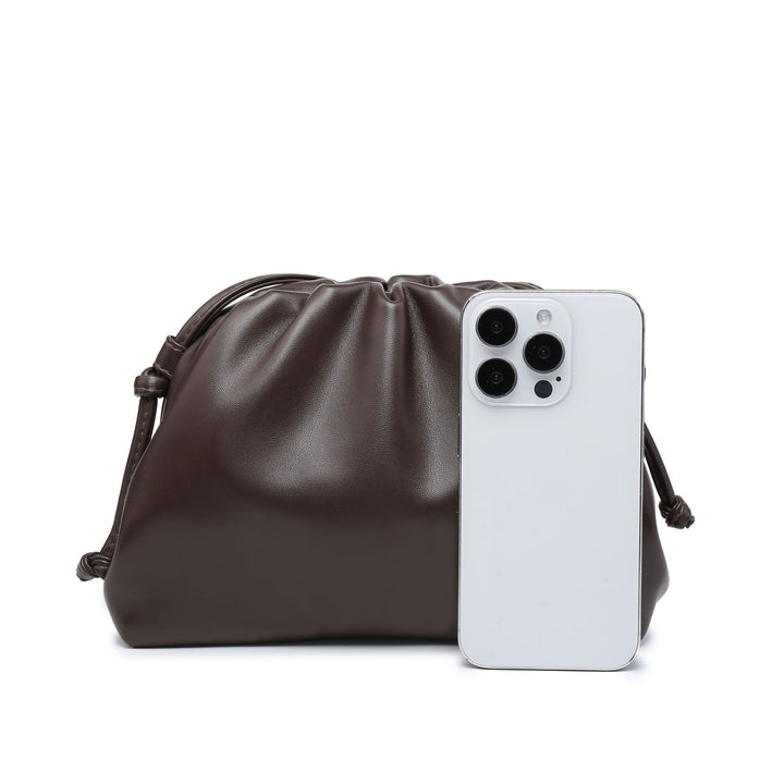 PU leather ruched solid crossbody handbag