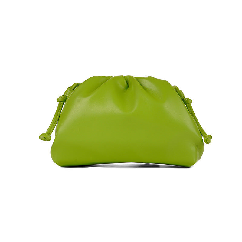 PU leather ruched solid crossbody handbag