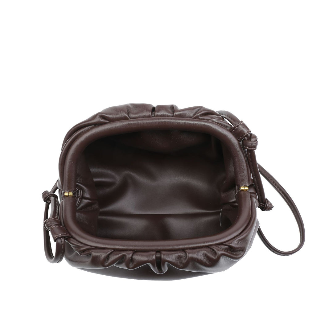 PU leather ruched solid crossbody handbag