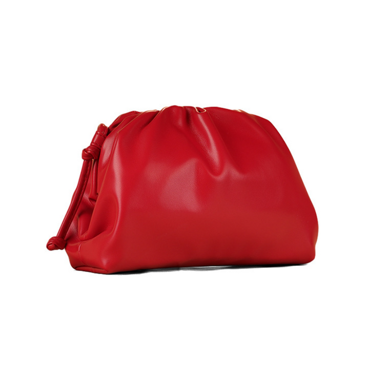 PU leather ruched solid crossbody handbag
